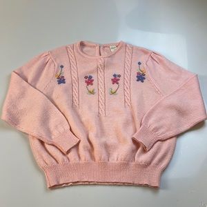 Missk Women Sweater Stitch Flower Pink                                    X24-20